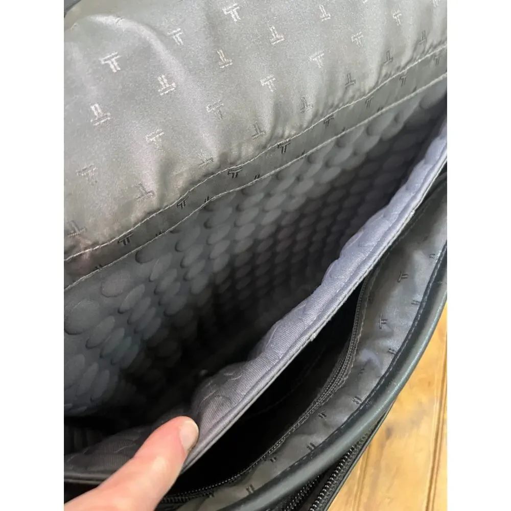Tumi black leather